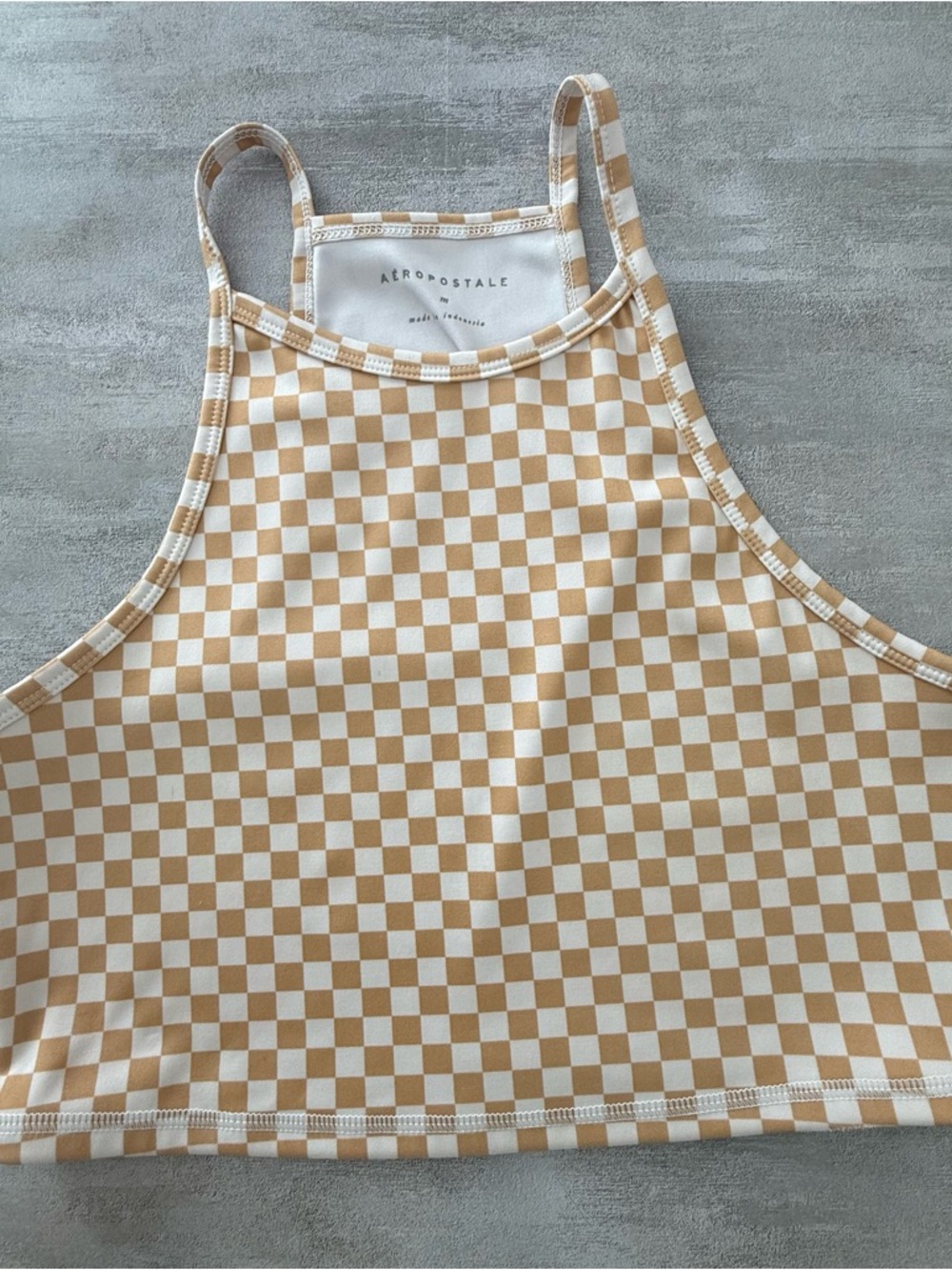 Aeropostale Checkerboard 2 Piece Tennis Skort/Tank Tan White Size Medium - Picture 4 of 11